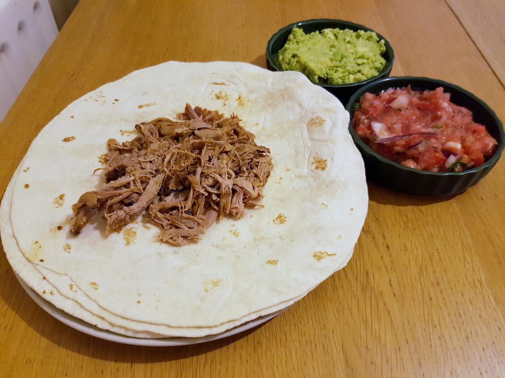 slow cooked pulled pork salsa guacamole